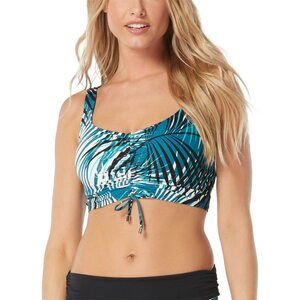 Coco Reef Underwire Bikini Top Tropical Palm Shirred Swimsuit 40F NWT